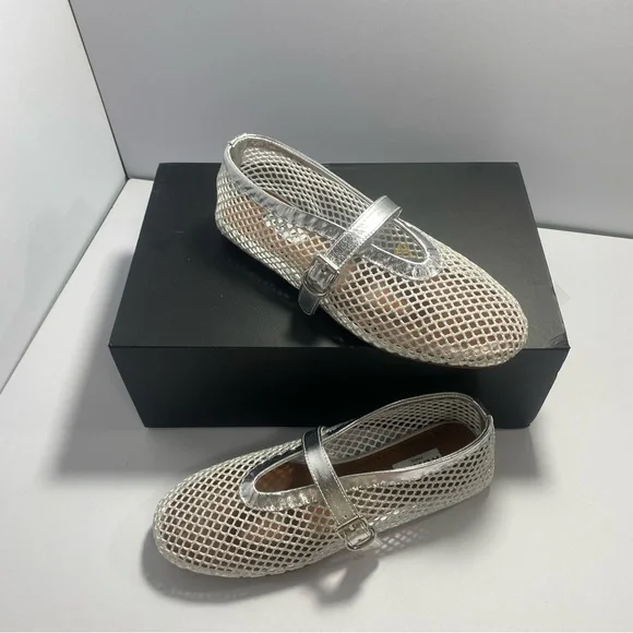 Alaia Silver Mesh Flats